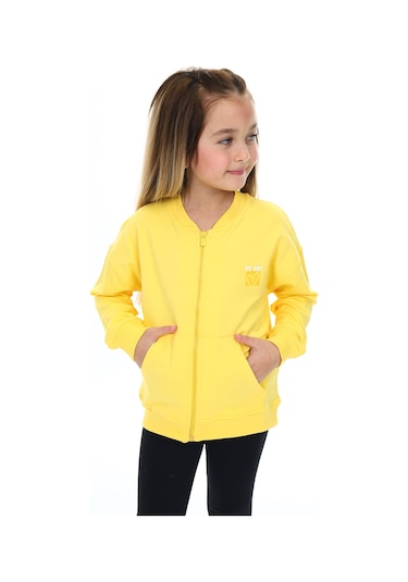 Toontoy Kız Çocuk Baskılı Hırka Koyu Sarı