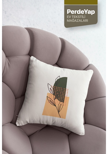 İnce Yaprak Çiçekler Ve Güneşin Uyumu Desenli 4lü Kırlent Kılıfı