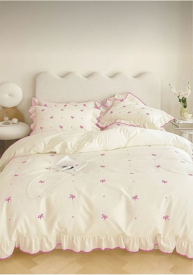 Uçkan Home %100 Pamuk Soft Elegance Çift Kişilik Nevresim Seti Pembe --UH-00057