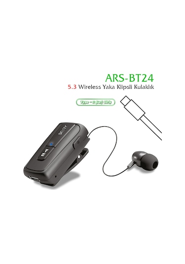 Auris BT24 Bluetooth 5.3 Makaralı Yaka Klipsli Kulak İçi Kulaklık
