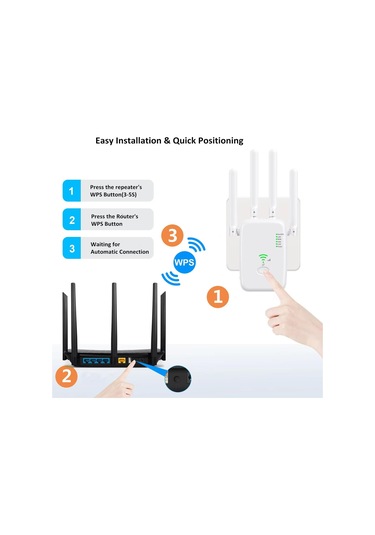 Sones Urant U11 1200mbps 2.4g Ve 5.8g Kablosuz Tekrarlayıcı Wifi Sinyal Amplifikatörü Wps Hızlı Ayar Desteği Ab Fişi Siyah