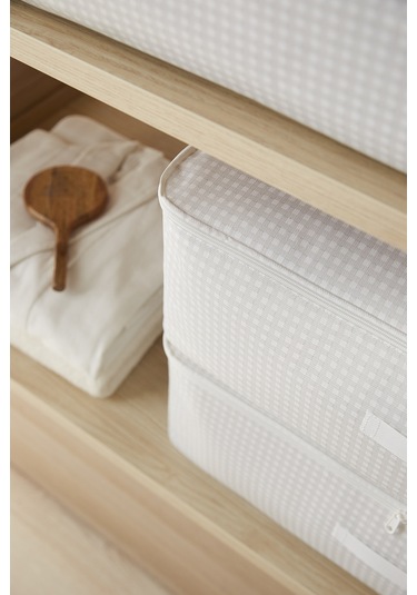 Home Wave 4'lü Büyük Boy Gri Pötikare Baza Altı Hurç Set 62 x 46 x 22 cm