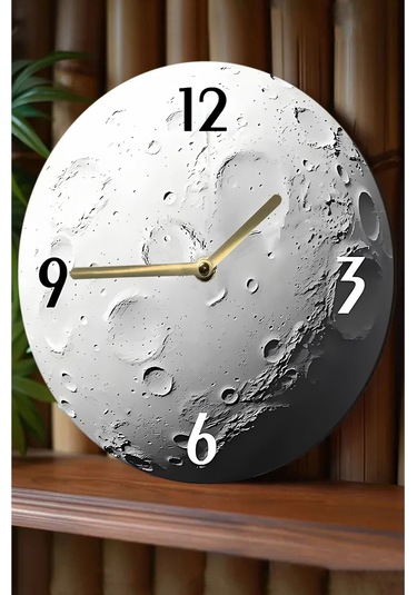 Zamanın Işıltısı Ay Yüzeyi Temalı Mdf Duvar Saati 33 Cm Sdw326 Renkli