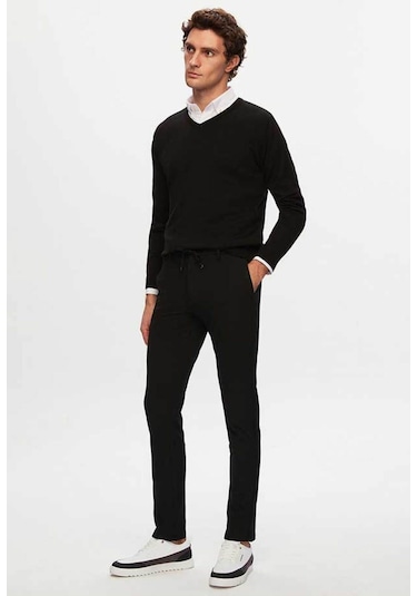 D's Damat 5HF06ORT12003 Regular Fit Düz V Yaka Triko Erkek Kazak - Siyah D's Damat 5HF06ORT12003 Regular Fit Düz V Yaka Triko Erkek Kazak - Siyah