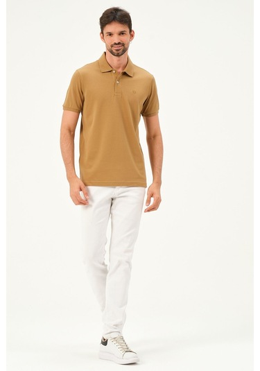 Classıc Pamuk Regular Comfort Erkek Polo Yaka Tişört Camel