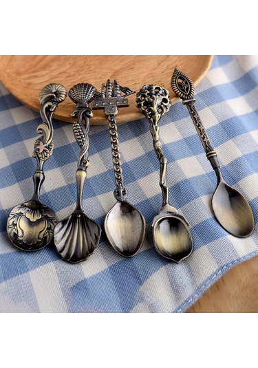 Honmex 5'li Bakır Renkli Kahve Kaşığı Seti - Çay Ve Tatlı Karıştırıcı, Dekoratif Servis Örgücükleri, Alüminyum Allyuminyum Malzeme Diğer