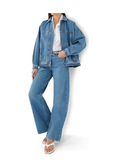 Outland Denim Mimi Geniş Paça Kot Pantolon Mavi