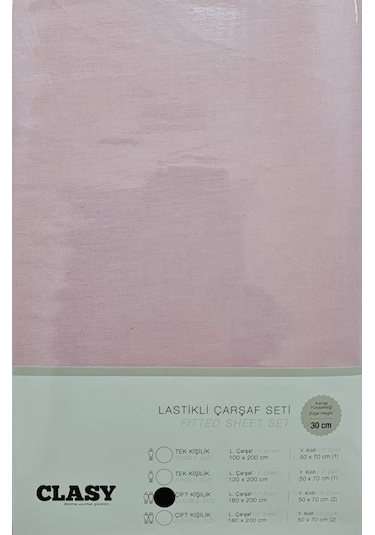 Clasy Tek Kişilik Lastikli Çarşaf Seti V12 Pembe