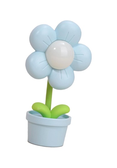 Çocuklar İçin Çiçek Gece Lambası Yumuşak Işık 360 Derece Bükülebilir Pille Çalışan Yatak Başı Lambaları Oturma Odası İçin Mavi