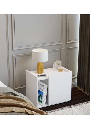 50 Cm Mdf Modern Beyaz Komodin Çok Amaçlı Dolap Yan Sehpa