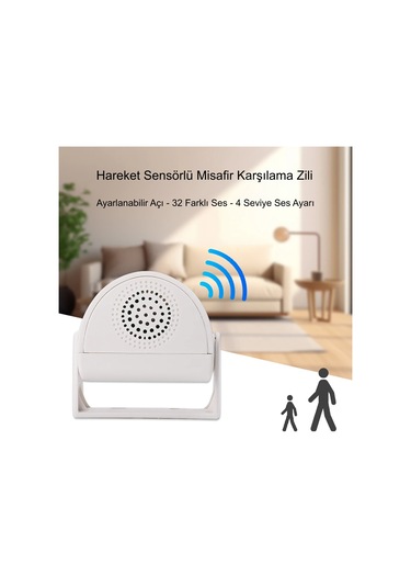Triline Misafir Karşılama Zili 3 Modlu Kumandalı Hareket Sensörlü Güvenlik Alarm Pır Sensör