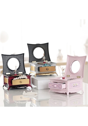 Springsun Dönen Bale Dansçılı Müzik Kutusu - Çekmeceli Aynalı Dekoratif Ürün