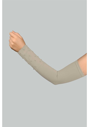 Altobeh Boncuklu Pratik Tesettür İnci Kolluk Penye Namaz Kolluğu - Açık Taş