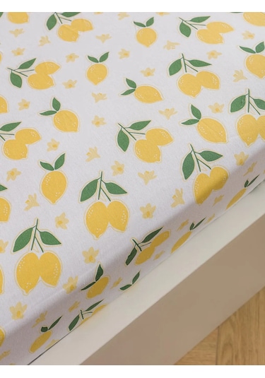 Karışık Limon Baskılı Tek Kişilik Lastikli Çarşaf