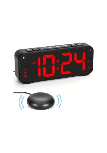 Oldfriend Beyaz Kabuk Beyaz Rakam Titreşimli Çalar Saat, 6,5" Led Ekran, 4 Parlaklık Seviyesi Beyaz Kabuk Beyaz Karakterler