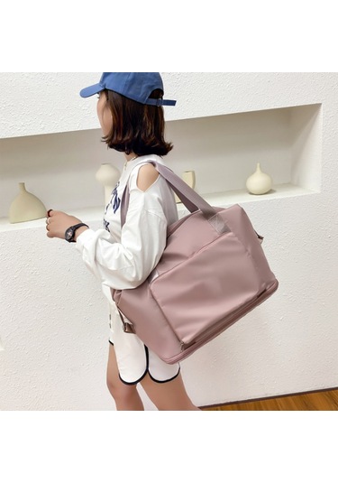 Wezone Büyük Kapasiteli Katlanabilir Seyahat Çantası - Su Geçirmez Hafif Taşınabilir Valiz, Kadınlar Ve Kızlar İçin Sabit Kayışlı Makyaj Organizer Pembe