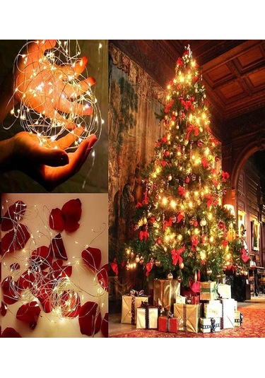Ev Balkon Ve Parti İçin 10 M Kumandalı 8 Fonksiyonlu Gün Işığı Pilli Peri Led Yılbaşı Süsü Işık Gün Işığı