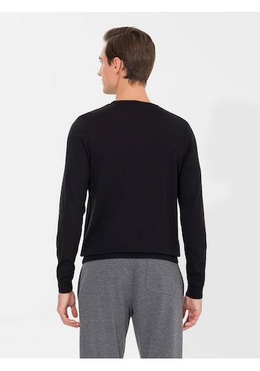 Cacharel Siyah Slim Fit Bisiklet Yaka Triko Kazak