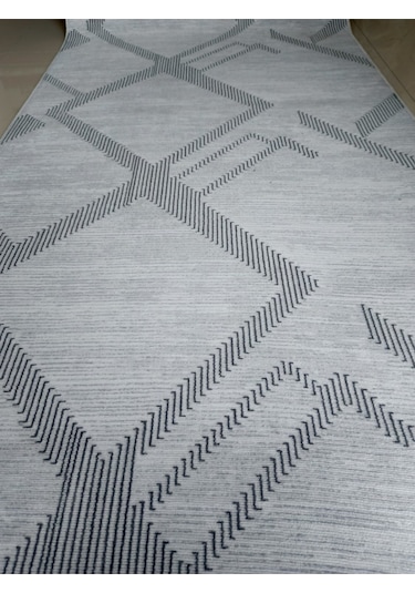 Antrasit Geometrik Desen Yıkanabilir Kaymaz Dört Mevsimlik Salon Banyo Balkon Genç Odası Kesme Halı Gri 2