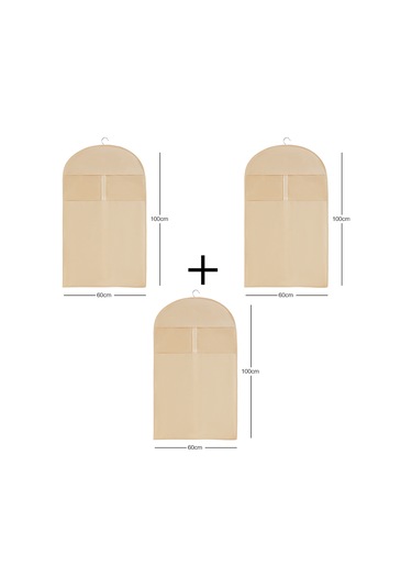 Ocean Home Textile 3'lü Bej Balıksırtı Elbise Kılıfı Set