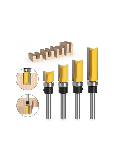 Konesam Ahşap Cnc Freze Aracı: 1/4 Uçlu İki Kenarlı Rulmanlı Taşlama Bıçağı, Uzun Konstruksiyonlu 1/4 1/2 38