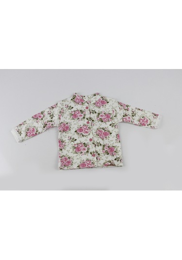 Güllü Çiçek Empirme Şapkalı Zıbın Pembe