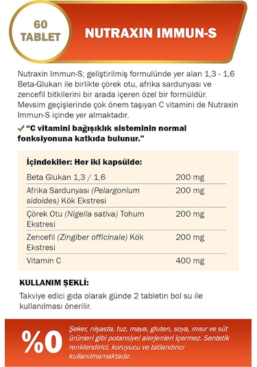 Nutraxin Immun-s Vitamin Takviyesi 60 Tablet-