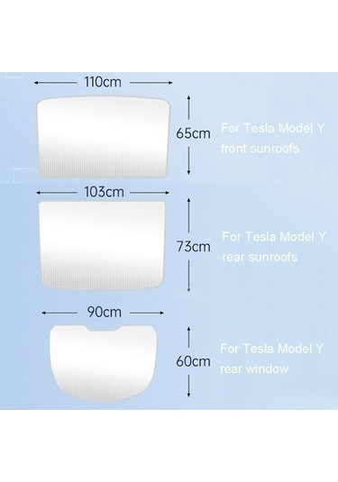 Flybuy Tesla Model Y 2 Adet/ Buz Kristal Güneşlik Araba Çatı Arka Ve Ön Sunroof Gölge Bej