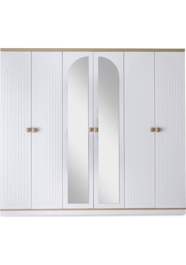 Dejavu 6 Kapaklı Modern Aynalı Elbise Gardrop 240cm