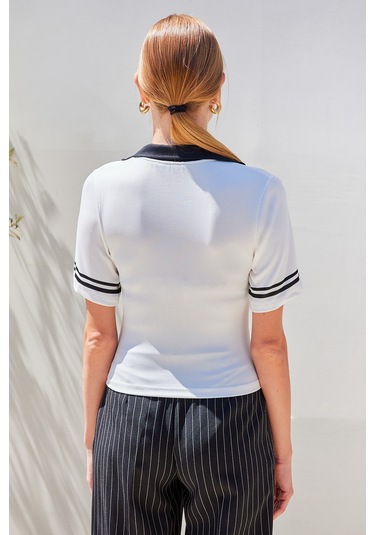 Bigdart 4320 Polo Yaka Basic Triko Bluz - Beyaz 001