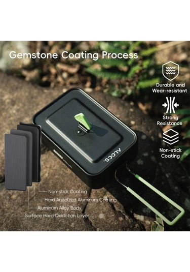 Createtech Siyah Kamp Ocağı Seti Katlanabilir Kaşık Çatal Alüminyum Alkol Alaşımlı Siyah