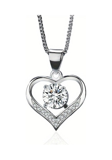 Tcherchi Kalp Gümüş Renkli Kolye Gümüş