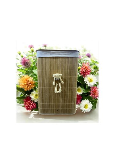 Sever Bambu Peluşlu Çamaşır Sepeti Bambu