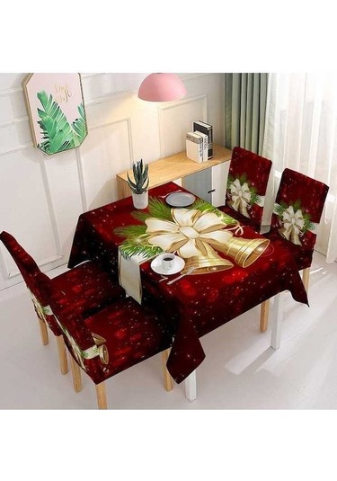 Flybuy Xv Tek Seti Sandalye Sandalye Parça Örtüsü Örtüsü Noel Masa Masa Kızıl Kılıfı Kapak Emici Elastik Dekorasyon Çan Bosphorusboutique Rj Kızıl