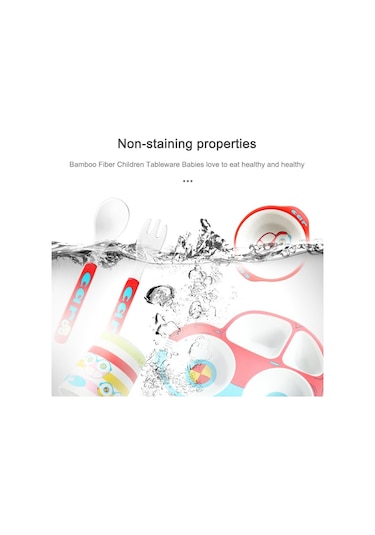 Sones Çocuklar İçin Bambu Elyaf Karikatür Yemek Tabağı Pembe