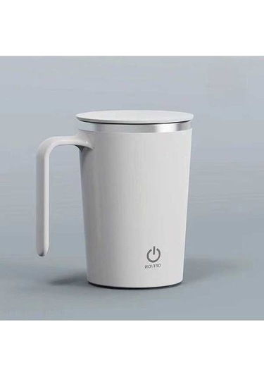 Fortunelane Stainless Steel Otomatik Manyetik Karıştırıcı Bardak, 380ml, Beyaz, Taşınabilir Kahve Bardak Beyaz