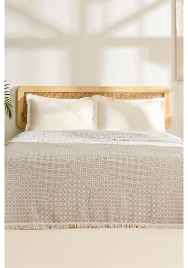 Kaşmir Home Favlo Çift Kişilik Jakar Muslin Pike Gri Gri