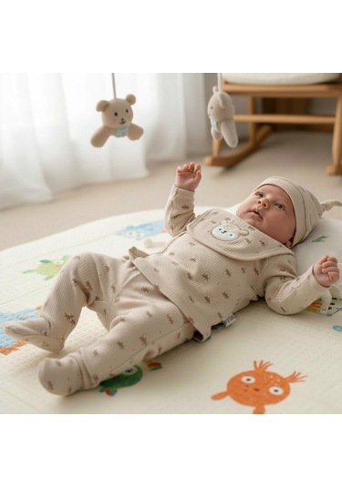 Sebi Bebe Geyikli 5'li Hastane Çıkış Seti 2037 Bej