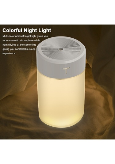 Skycity Usb Nefes Nemlendirici 360ml Büyük Kapasite, Sürekli/aralıklı Sprey Modu, Renkli Gece Lambası, 8 Saat Kullanim, Ev/ofis/araç İçin Beyaz