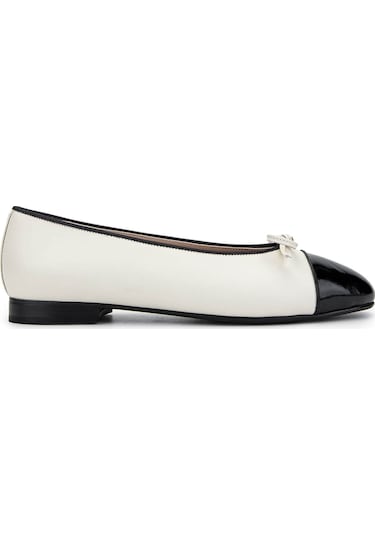 Tamer Tanca Kadın Hakiki Deri Siyah Rugan/bej Babet Ayakkabı 820 630 Bn Ayk Y25 Syh Rgn/bej Siyah Rugan