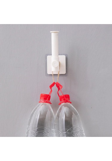 Kosona Mutfak Kelepçesi, Paspas, Cam Temizleyici İçin Uzatılabilir, Delme Yok, Çok Fonksiyonlu Duvarlı Saklama Rafı - 4 Adet Abs Kanca Siyah