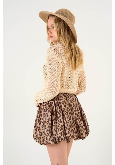 Leopar Balon Etek - Leopar Açık Kahve kahve