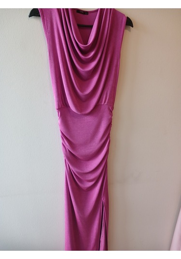 Uzun Yırtmaçlı Gece Elbisesi Pembe Pembe