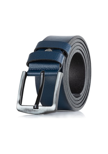 Gayış Özel Kutulu Hakiki Manda Derisi Erkek Kot Pantolon Kemeri Mavi