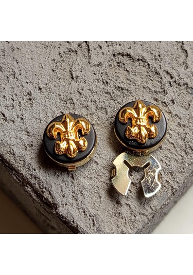 Fleur De Lis Figürlü Geçmeli Kol Düğmesi