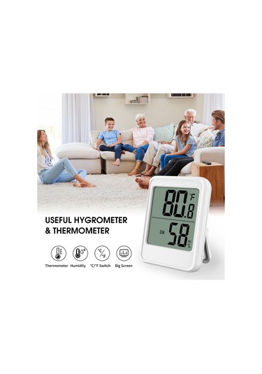 Leezsing Ev İçi Dijital Sicaklık Ve Nem Ölçer Mc40 Beyaz - Hassas Sensör, Büyük Ekran, 3 Kurulum Seçeneği, Konfor Durumu Gösterimi