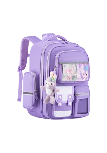 2025 Yeni Çocuk Okul Çantası Mor Büyük Boy