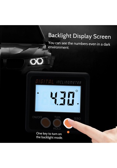 Maiyame Alüminyum Kasa Dijital Eğim Ölçer 0-360 Hassas Açı Ölçümü Tek Taraflı Mıknatıslı Pil Dahil Değil