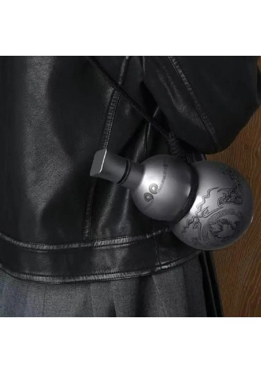 Taşınabilir Wukong Tema Kabak Tarzı Su Şişesi 304 Paslanmaz Diğer Gri - Siyah