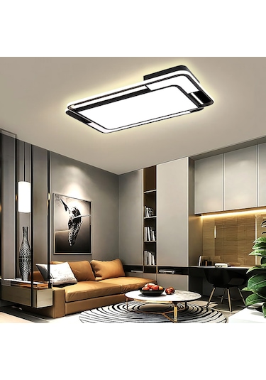 Işık Dikdörtgeni Tavan Lambası Modern Led Aydınlatma Siyah